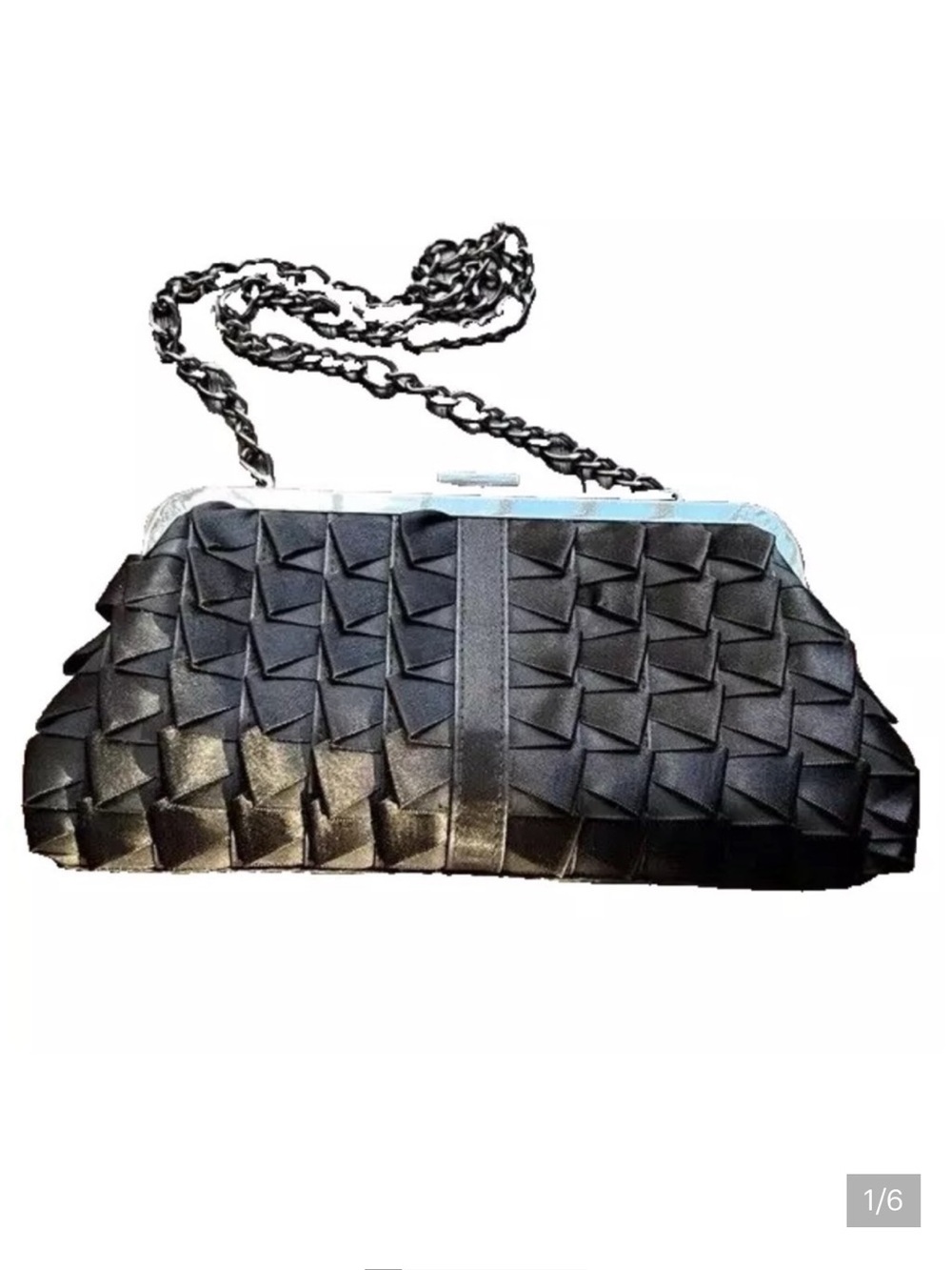 JESSICA MCCLINTOCK Convertible Satin Clutch Bag Black EUC